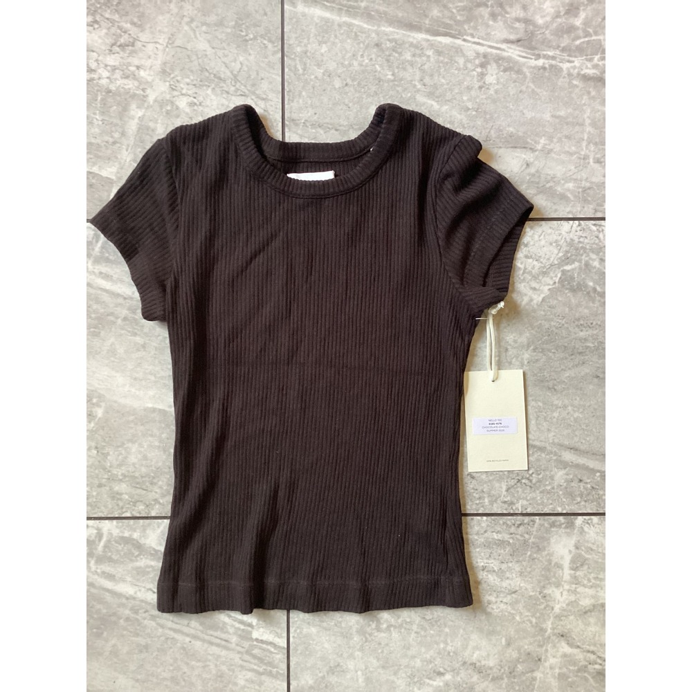 Citizens of Humanity Nello Tee Chocolate Choco Ribbed Short Sleeve Top 9385-1576